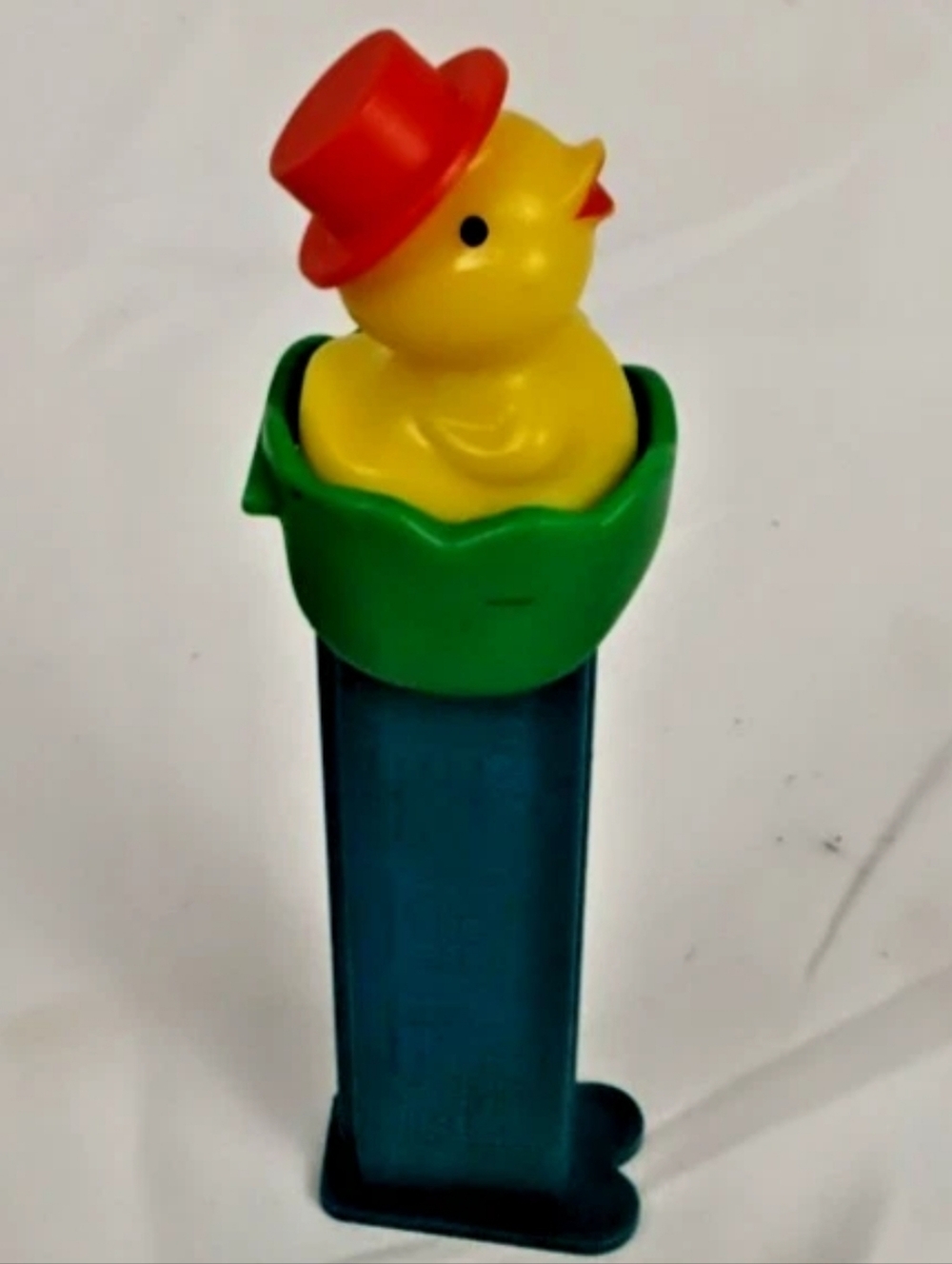 Vintage PEZ Easter Chick in Egg Red Hat Green Shell Blue Stem